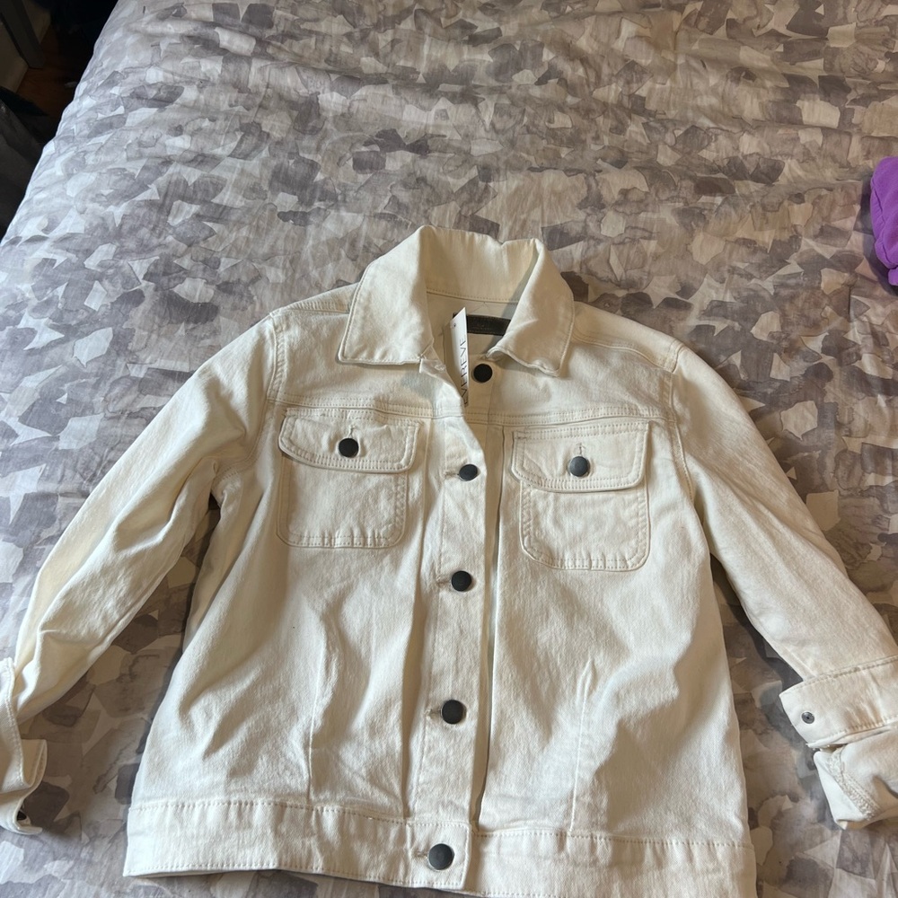 White denim jacket: KUT from the cloth